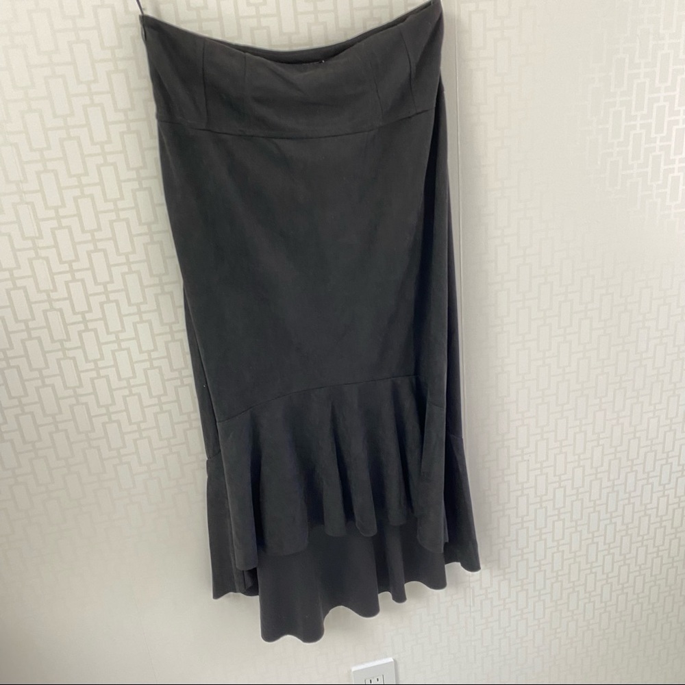 Faux Black Suede Ruffled Skirt
